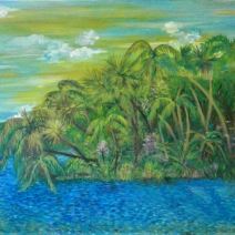 Before Reaching Out, Landscape of St. Lucie River at River Park Marina,Acrylic on Canvas, Susan T. Martin, 2016